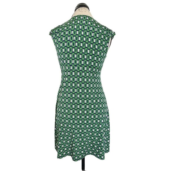 Kiara Womens Dress Size Small Short Sleeve Green Geometric Knot Mini Stretch - Picture 8 of 12